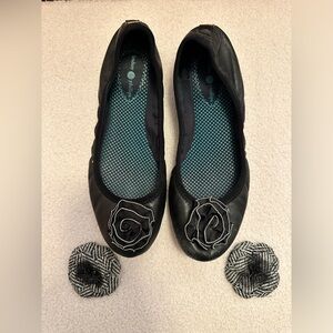 Lindsay Phillips black size 9 ballet flats with changeable decorations
